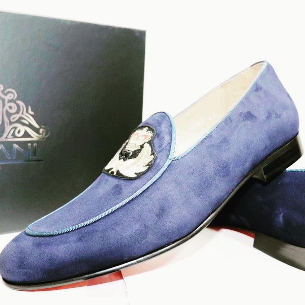 Blue Diamond Suede Loafers