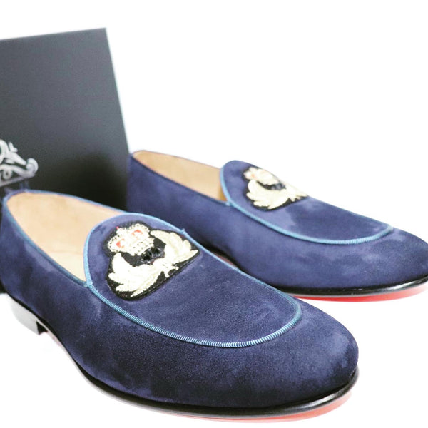 Blue Diamond Suede Loafers