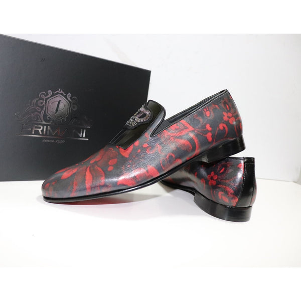 Red Petals Hand Painted Loafers