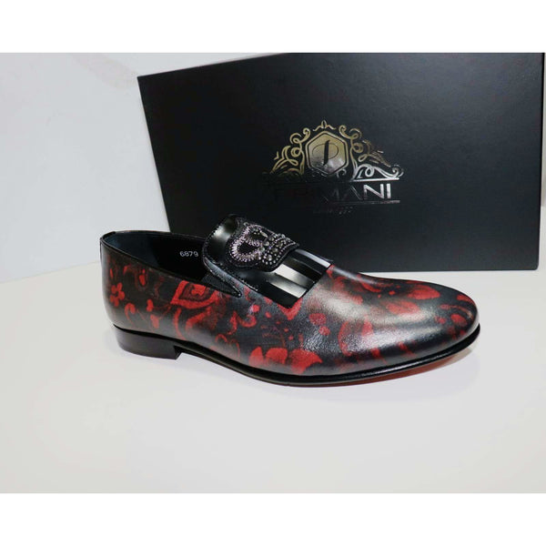 Red Petals Hand Painted Loafers