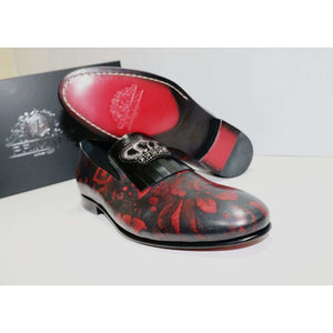 Red Petals Hand Painted Loafers