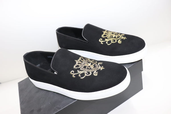 Winston Black Embroidered Suede Sneakers